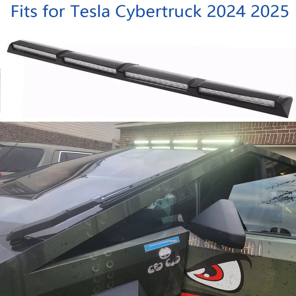 Tesla Cybertruck 2024 2025 지붕 램프 탑 라이트 바 LED DRL 글로스 블랙에 적합 썸네일 7