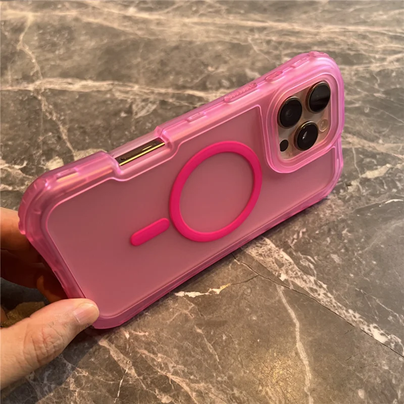 Gosco 3 em 1 pc + silicone à prova de choque magnético magsafe caso duro para iphone 16 15 14 13 15pro max carga sem fio armadura capa