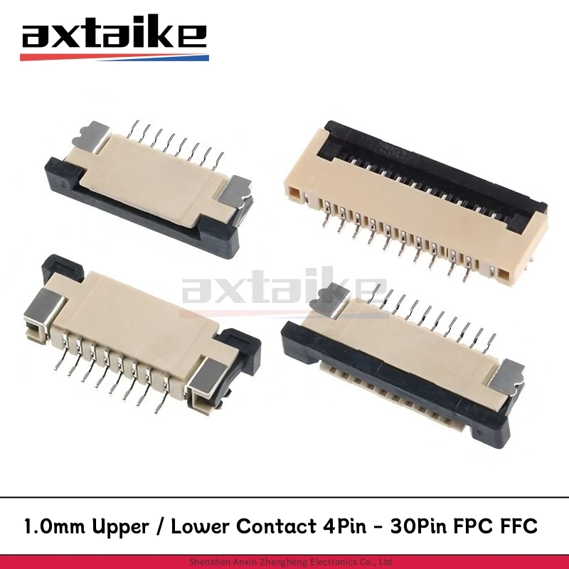 

10PCS 1.0mm Upper / Lower Contact 4Pin - 30Pin 1mm FPC FFC Flat Cable Connector Socket 5/6/7/8/10/12/14/15/16/18/20/22/24/26Pin