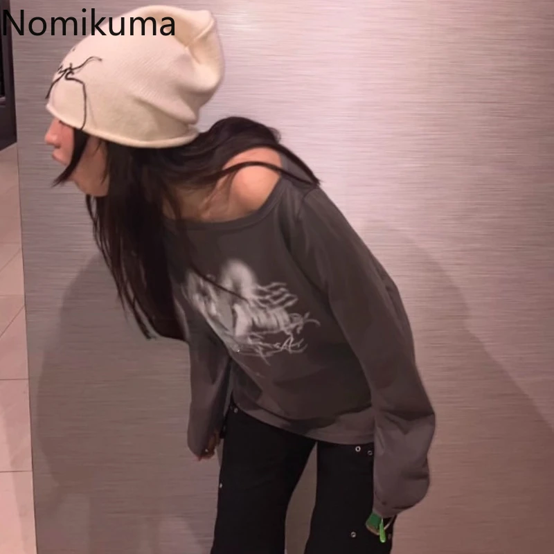

Streetwear Y2k T Shirts Women's Clothing Long Sleeve Print Oversized Tops Korean Camisetas Fashion Casual Tees 2025 Ropa Mujer