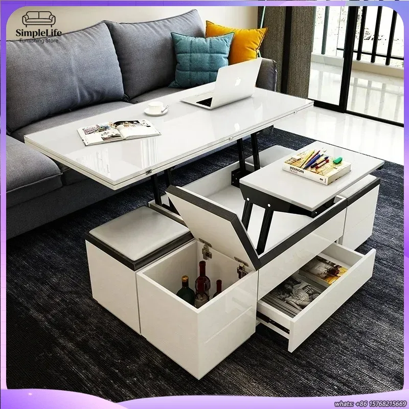 Регулируемый журнальный столик-трансформер с подъемной столешницей, многофункциональный маленький приставной столик для гостиной, круглый/квадратный, современный