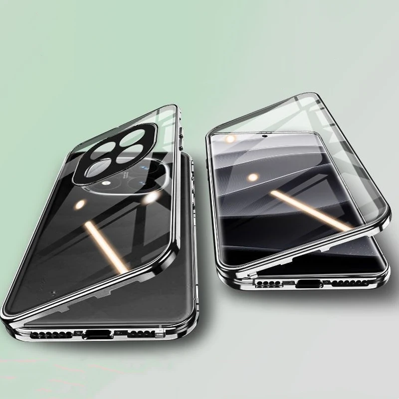 

Metal Magnetic Phone Case For Redmi Note 15 13 14 Pro Plus 5G Full Lens Protection Double Sided Tempered Glass Cover Cases