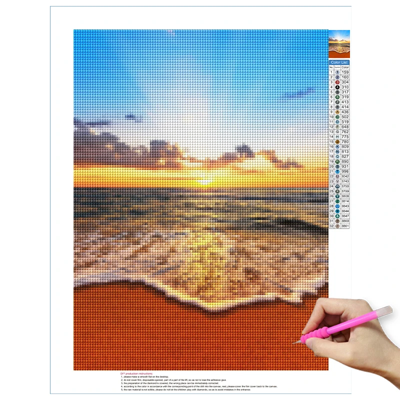 Sunset Diamond Painting Landscape Beach Diamond Embroidery Full Square/Round Mosaic Sea 5D DIY Rhinestone Decoration Gift