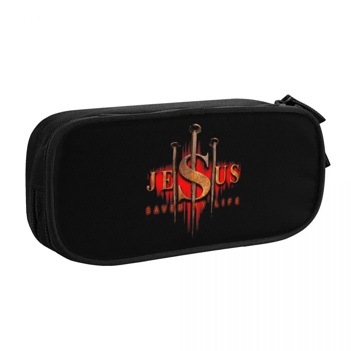 Cool Jesus Saved My Life Custom Cute Pencil Cases Large Storage Christian Religious Faith Pencil Pouch Students Stationery