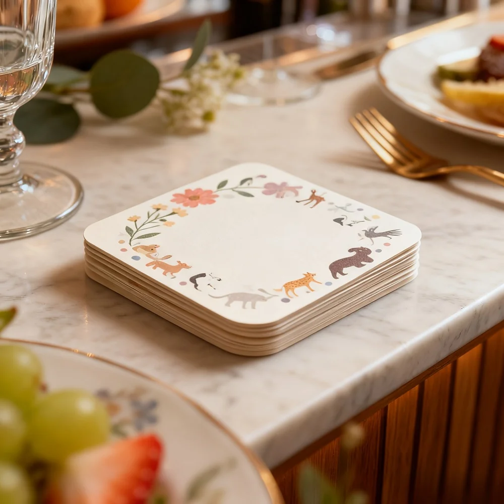 Customized Photo Paper Coasters,Personalized Party Beer Mats, Single-Sided Printing, Suitable for Weddings, Corporate Events
