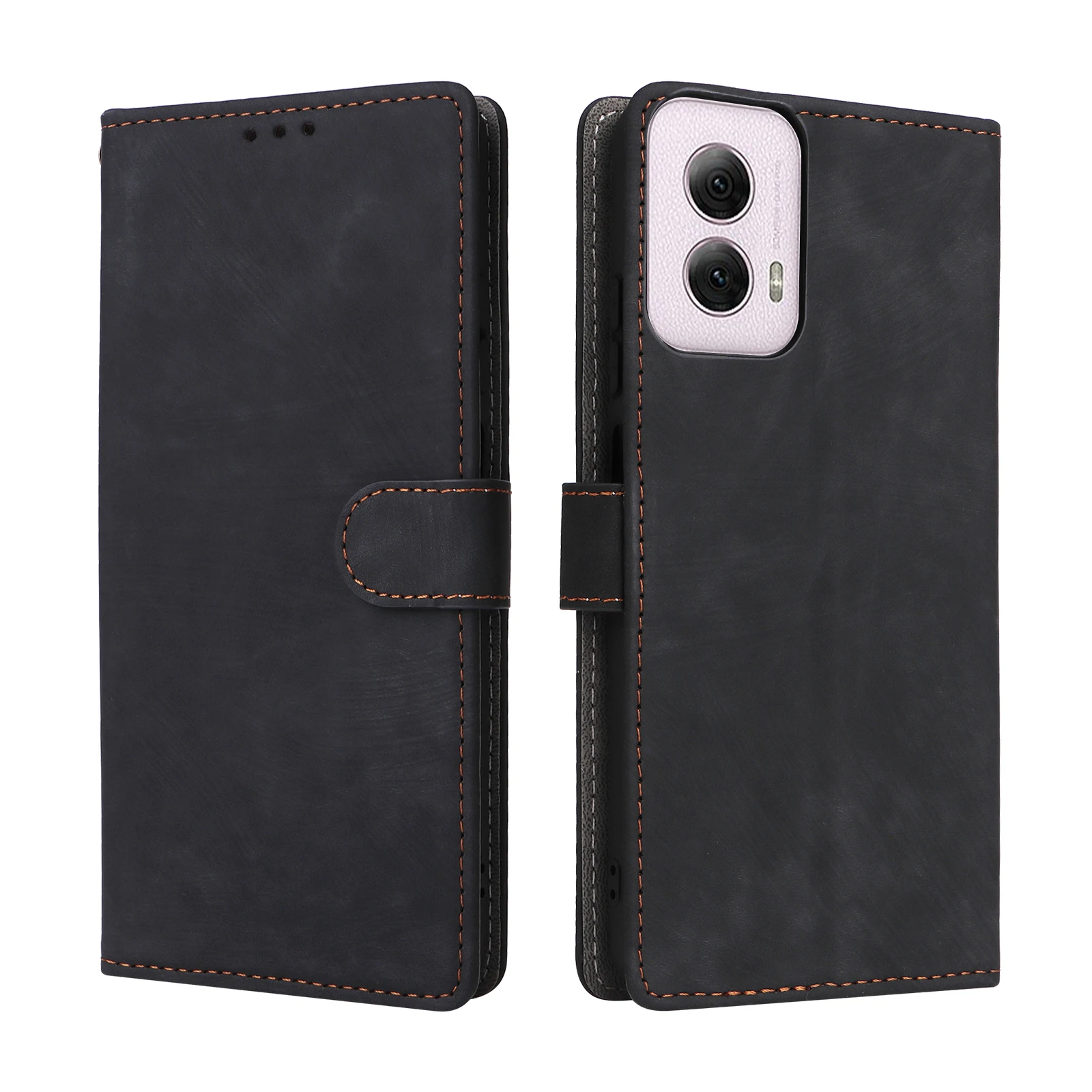 Flip Leather Cover For Motorola Moto G Power 2024 Magnetic Button RFID Protection Anti Theft Card Slot Wallet shockproof Case