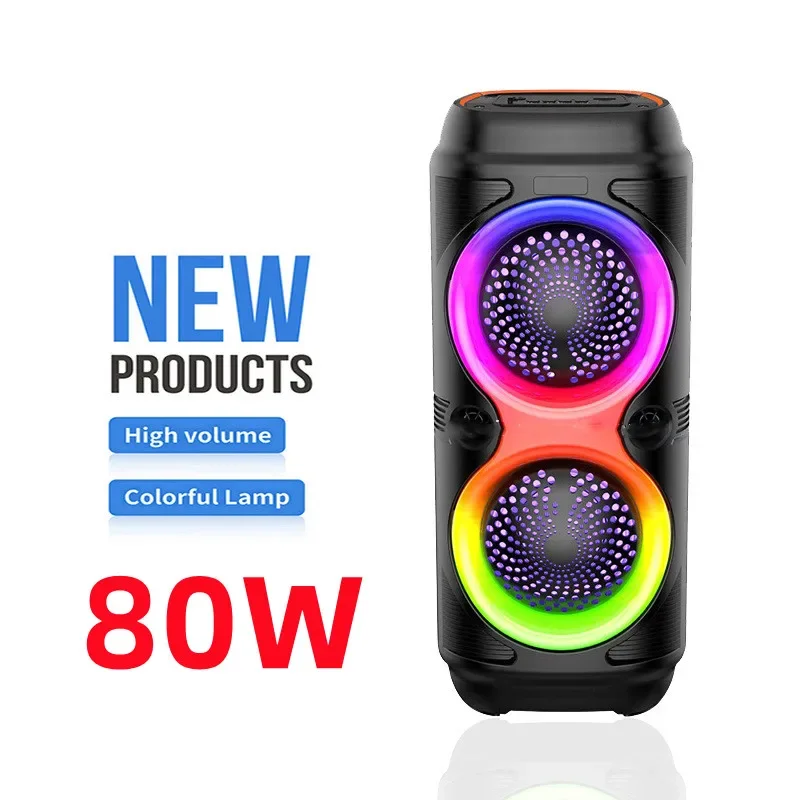 Outdooor Heavy Bass Subwoofer High Power Home Karaoke Partybox Wireless Bluetooth Speakers Portable Soundbar RGB Lights FM/TWS