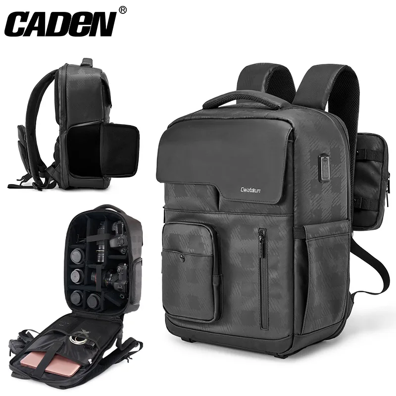 Cwatcun DSLR Camera Backpack Professional Photography Bag Waterproof Multi-Functional Large Capacity Camera Storage Solution