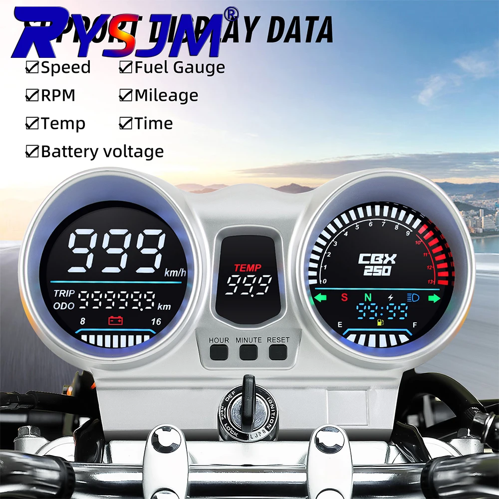 Tacómetro LED para Motocicleta, Velocímetro Digital LCD para Honda CBX250 CBF250 Twister 2001-2008 OEM 37100-KPF-961