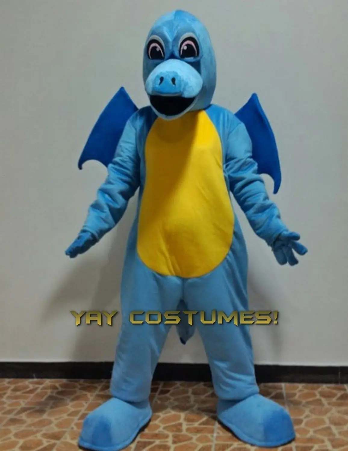 Costume de mascotte de dessin animé de paupières de beurre de dragon bleu pour adulte, robe en peluche mignonne, mousse, Noël, Halloween, offre spéciale, nouveau