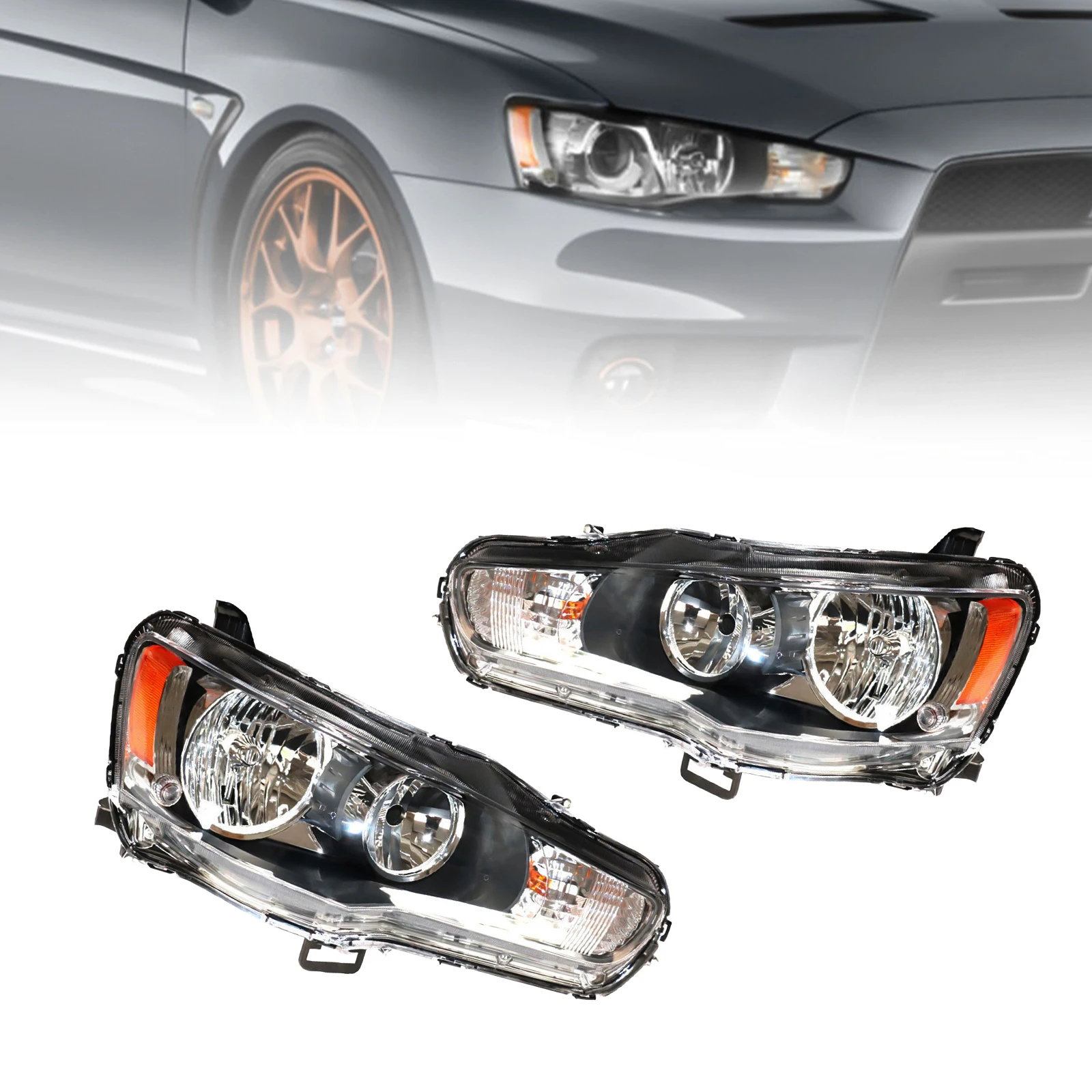 [Left or Right] Side Halogen Headlights Headlamps Replacement For Mitsubishi Lancer EVO 2008 2009-2017 DOT/SAE Car Accessories