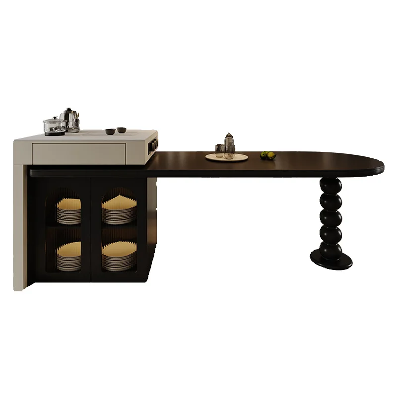 

Island table integrated, home combination, Italian light luxury kitchen restaurant rock slab multi-functional Nakajima