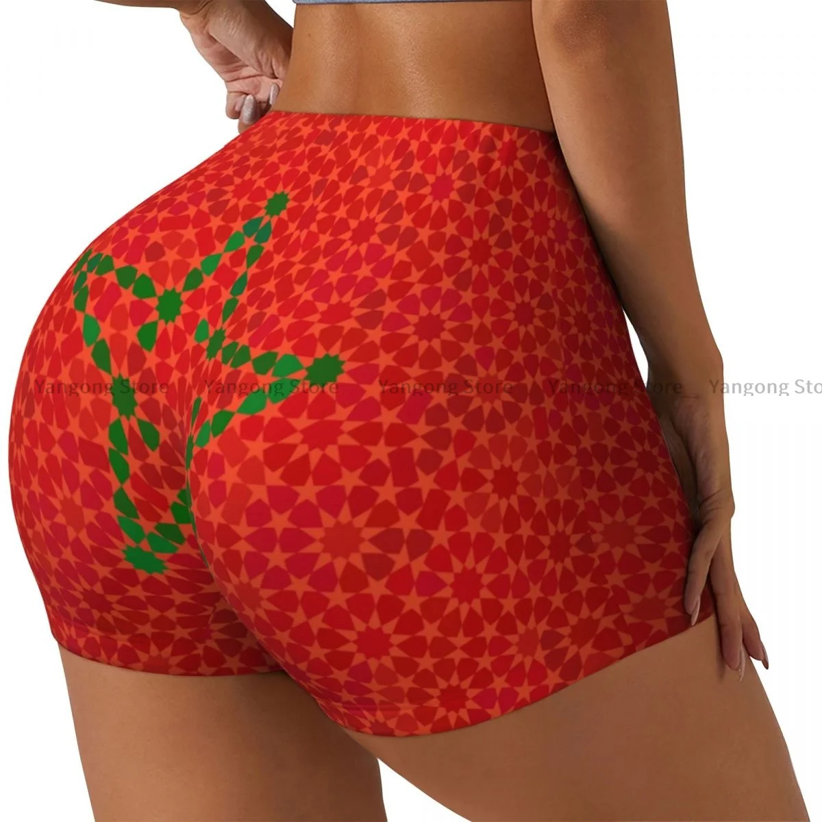 Women Yoga Shorts Morocco Flag Moorish Ornament Workout Shorts Fitness quick-dry Ladies Yoga Gym Running Short Pants Sportswear