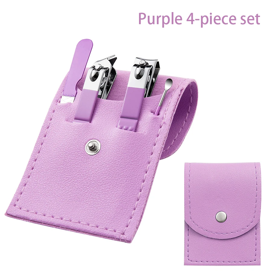 4 szt. Obcinacz do paznokci ze stali nierdzewnej zestaw do Manicure narzędzie do Manicure przenośne ukośne obcinacz do paznokci zestaw łyżek do kopania uszu zestaw do Manicure — zdjęcie 6