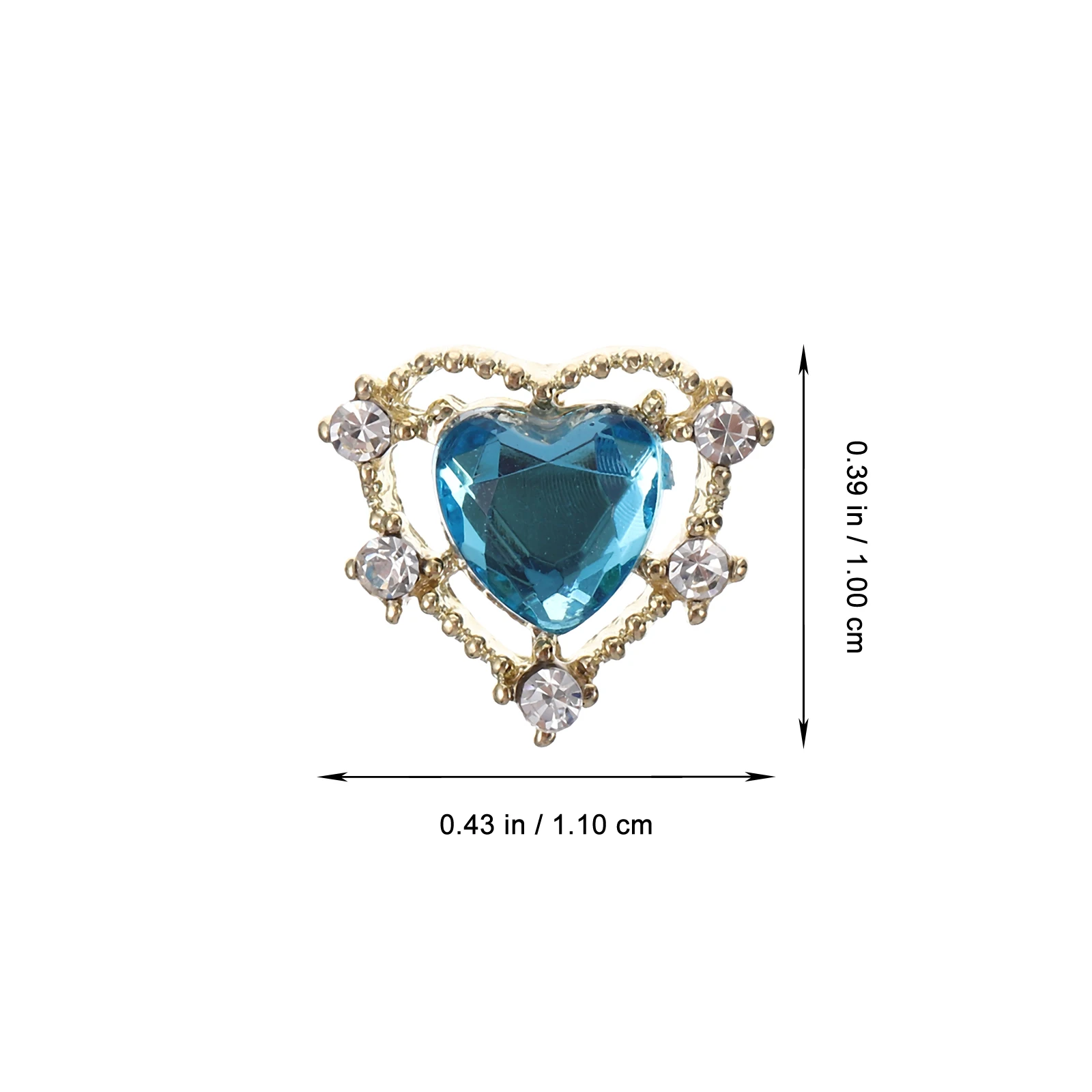 

10 Pcs Nail Decor Colorful Diamonds Tiny Charms Alloy Rhinestones Golden Heart for Nails