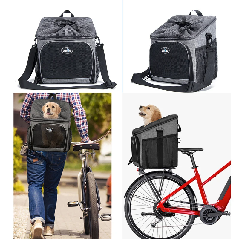 Bike Dog Basket Foldable Durable Detachable Pet Car Seat Carrier Cat Puppy Breathable Padded Backpack For Small Medium Dogs Cats