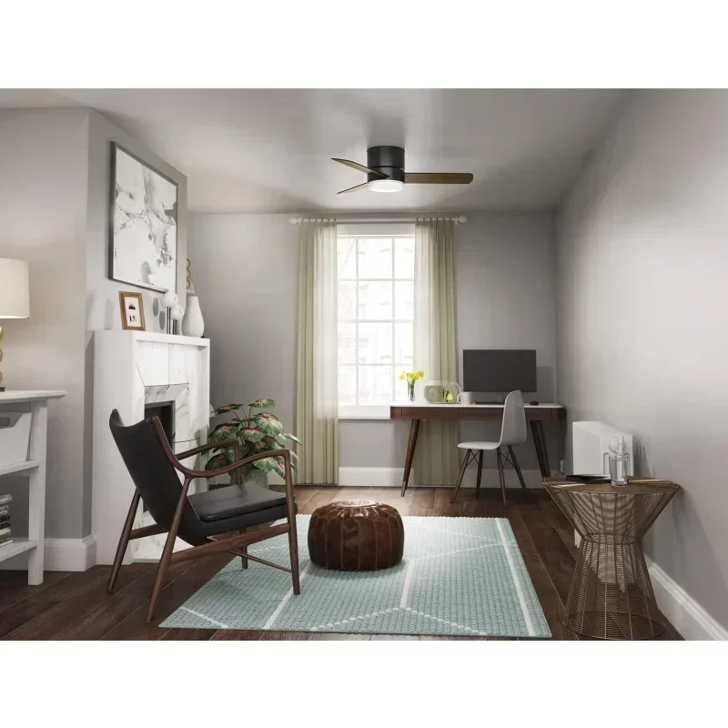 D2B59453 44" Kit Control Hunter Minimus Low Profile Indoor Ceiling Fan With LED Light And Handheld Remote,Matte