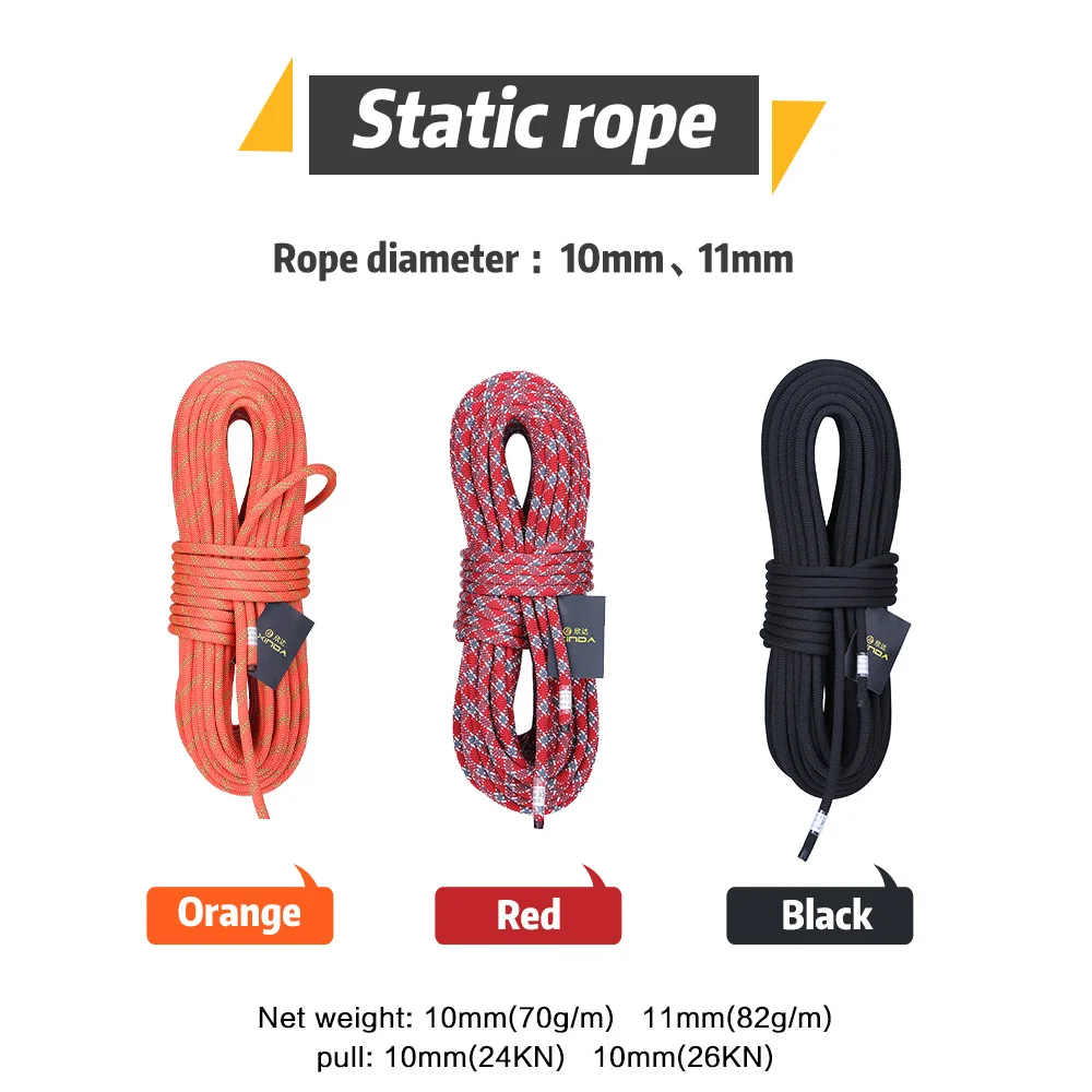 Imagem -02 - Xinda 10 mm 11 mm Diâmetro Corda de Escalada Corda Estática 5200lbs Alta Resistência Cordão Segurança Escalada Camping Equipment Survival