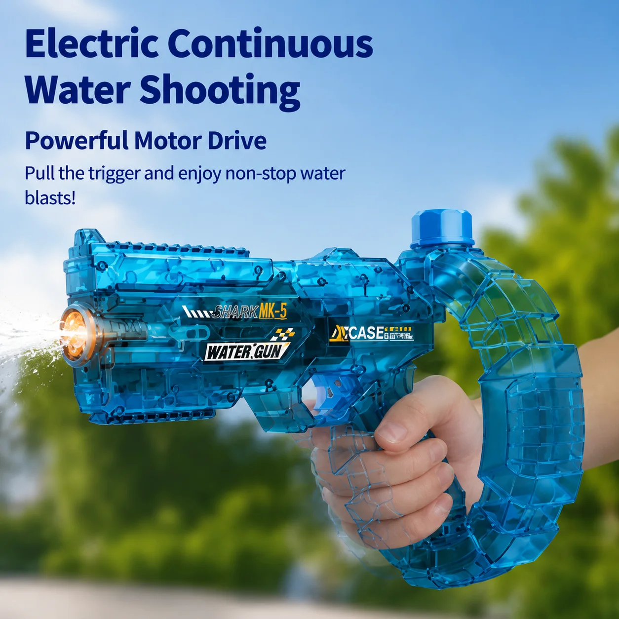 Space Electric Water Gun Energy Ring Burst Transformation LED Lights Large Capacity Full Auto Continuous Fire Squirt Gun Toys