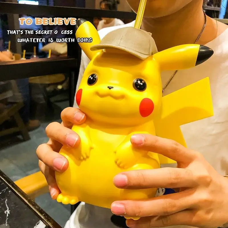 Pokémon Pikachu Palha Copa, Figura Anime, Detetive, Kawaii, Presente Bonito das Crianças