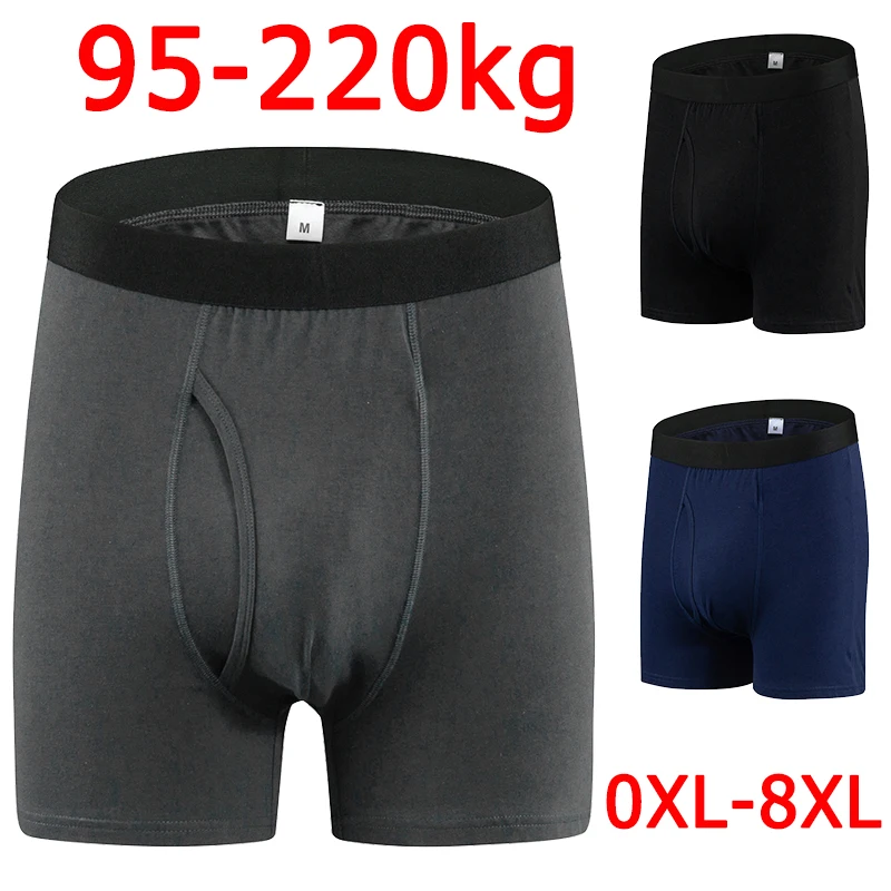 Men\'s Cotton Underwear Boxershorts Mid Long Plus Size for 95-220kg Boxers Trunks Large Size 8XL Comfortable Shorts