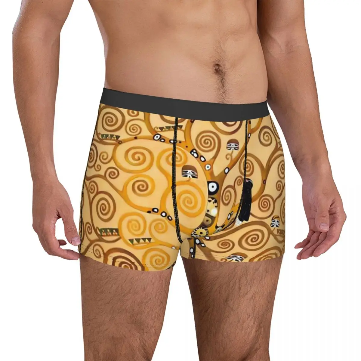 Gustav Klimt Art Underwear Tree Of Lifes Man Underpants Sublimation Breathable Boxershorts Hot Boxer Brief Plus Size 2XL