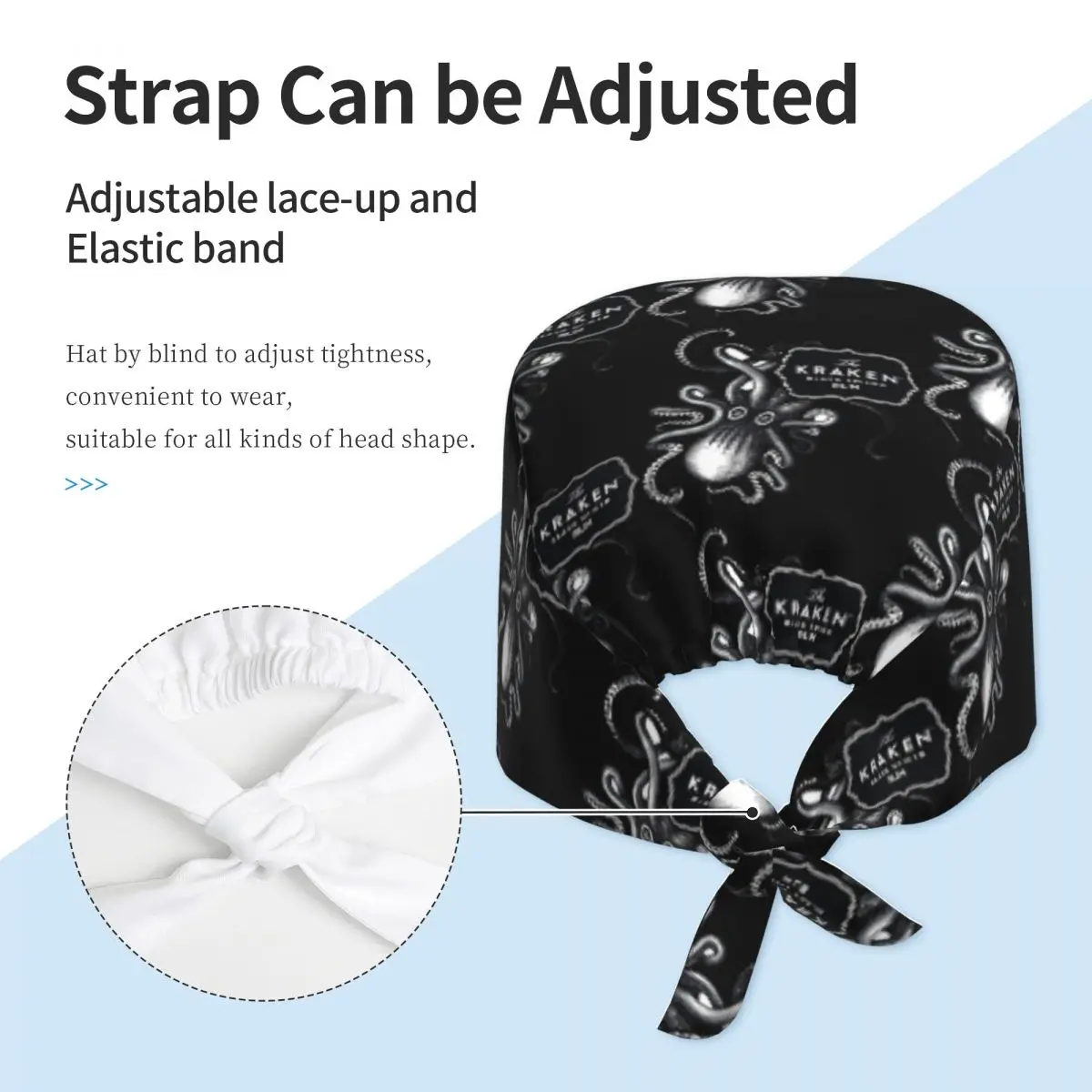 قبعة كراكن رم فرك للطبيب، قبعة جراحية للعمل للجنسين، قبعات رضاعة قابلة للتعديل لطبيب الأسنان #4