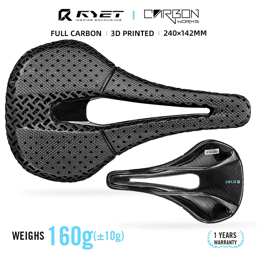 

RYET 3D Printed Full Carbon Bicycle Saddle 240mm *142mm 7*9mm Bike EVA Saddle for MTB Gravel Road Bike Seat Bicycle Parts