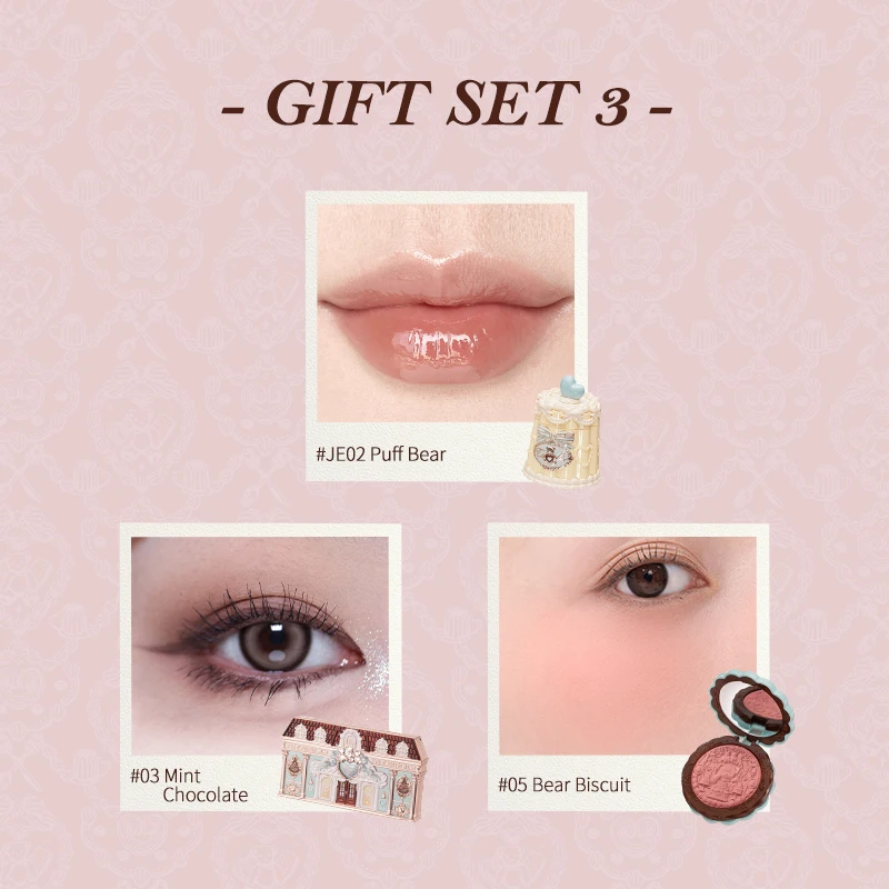 [NEU]Flower Knows The Sweetie Bear Collection Make-up-Geschenkset inklusive Lidschatten oder Concealer + Rouge + Lippenstift
