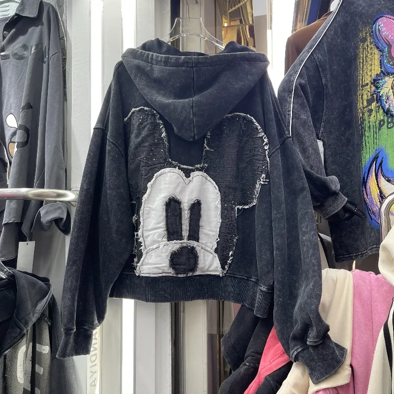 2025 New Heavy Embroidery Cartoon Kawaii Short Jacket For Women's Loose Fit Versatile Trendy Brand Hooded Sweatshirt Zipper Coat - Image 5