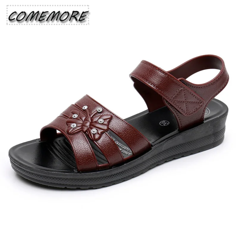 Women\'s Sandals 2023 Fashion Outdoor Wedges Shoes for Woman Summer Flats Non-slip Soft Bottom Elderly Beach Comfort Casual Shoes