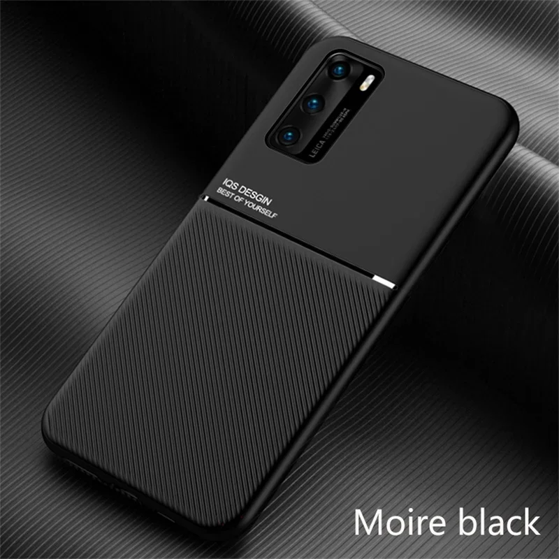 Luxury Leather Armor Case For Huawei P20 P30 P40 Lite Mate 20 30 40 Pro Plus P40Pro Matte Magnetic Holder Soft Silicone Covers