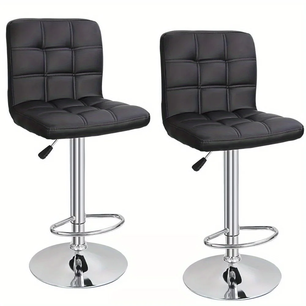 2/4 Pack Adjustable Bar Stools PU Leather Modern Dinning Chair with Back Indoor