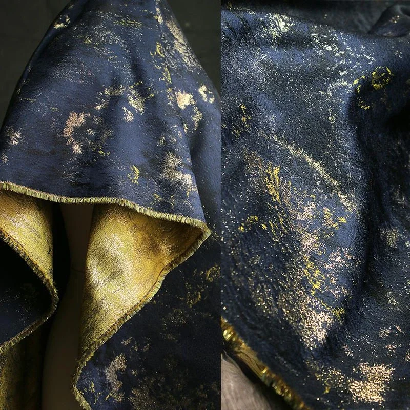 

Light Retro Blue Double-sided Jacquard Texture Fabric High-end Gilded Gold Hanfu Jacket Shirt Clothing Designer Fabric