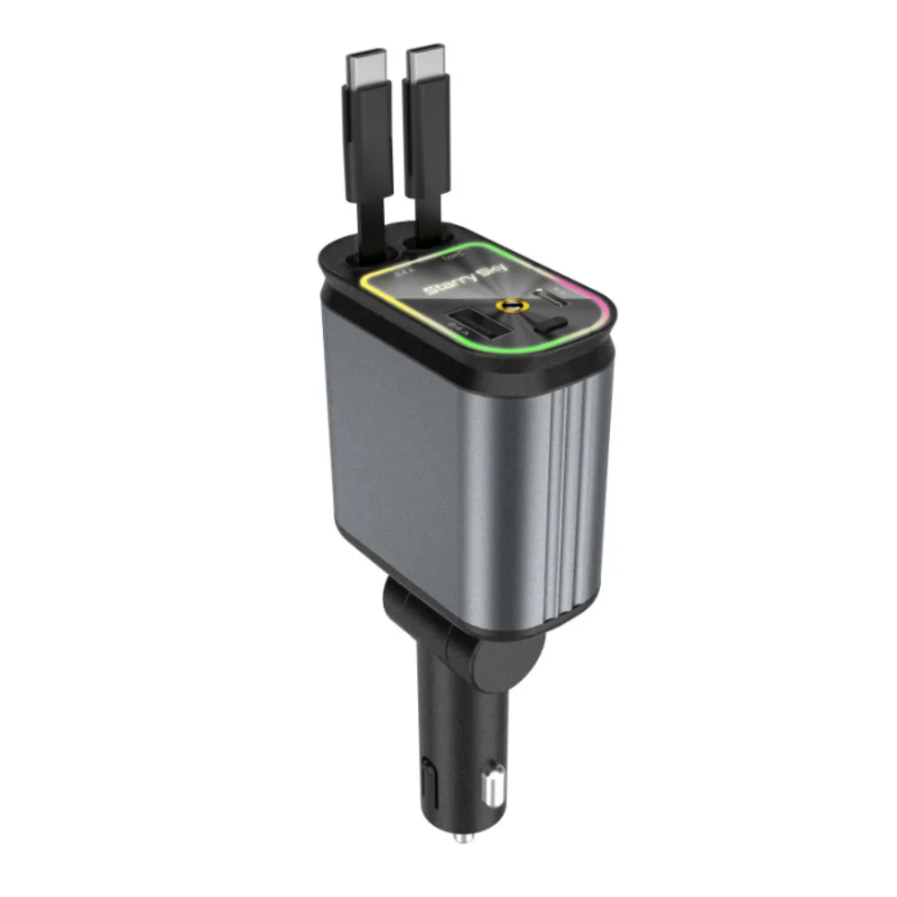

Universal Retractable Car Charger Dual Cable Adjustable Auto Phone Charger Fast Charge Starlight In Car Roof