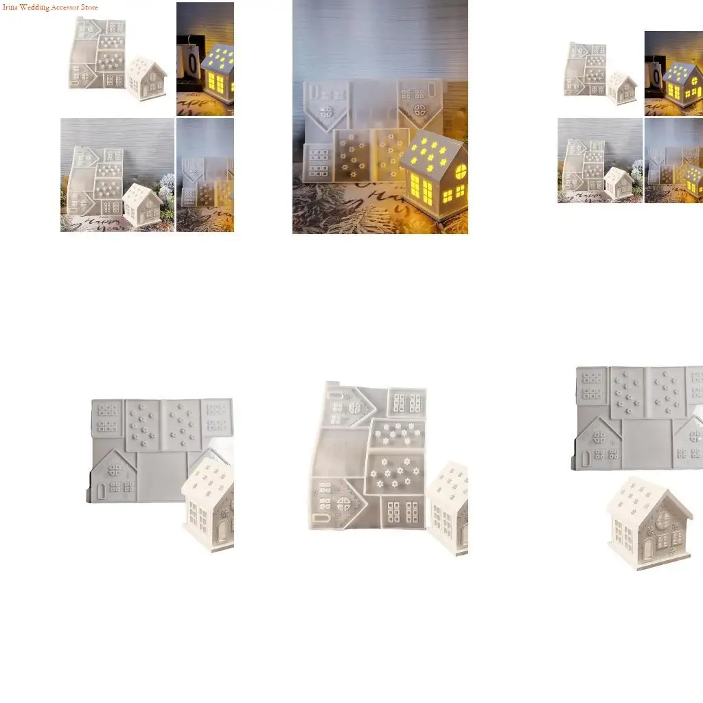 G92D Miniature House Shaped Ornament Mold Flexible Silicone Mold Home Decoration Gypsum Mould Practical Jewelry Making Tool
