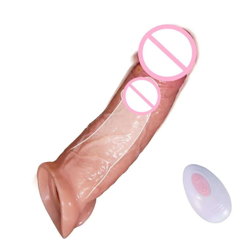 Penis Sleeve Cock Vibrator Realistic Penis Extender Vibrating Cock Ring 10Mode Remote Control Soft Silicone Penis for Men Couple