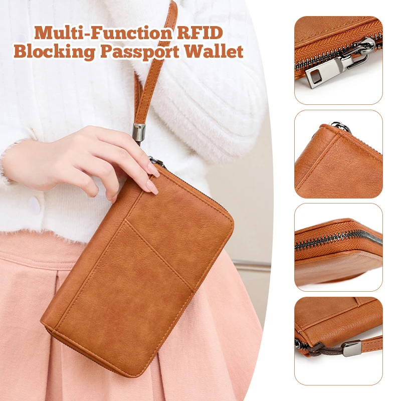 Rfid-Blocking Passport Holder & Travel Organizer Secure Zippered Document Wallet for International Travel Credit Cards and Cash