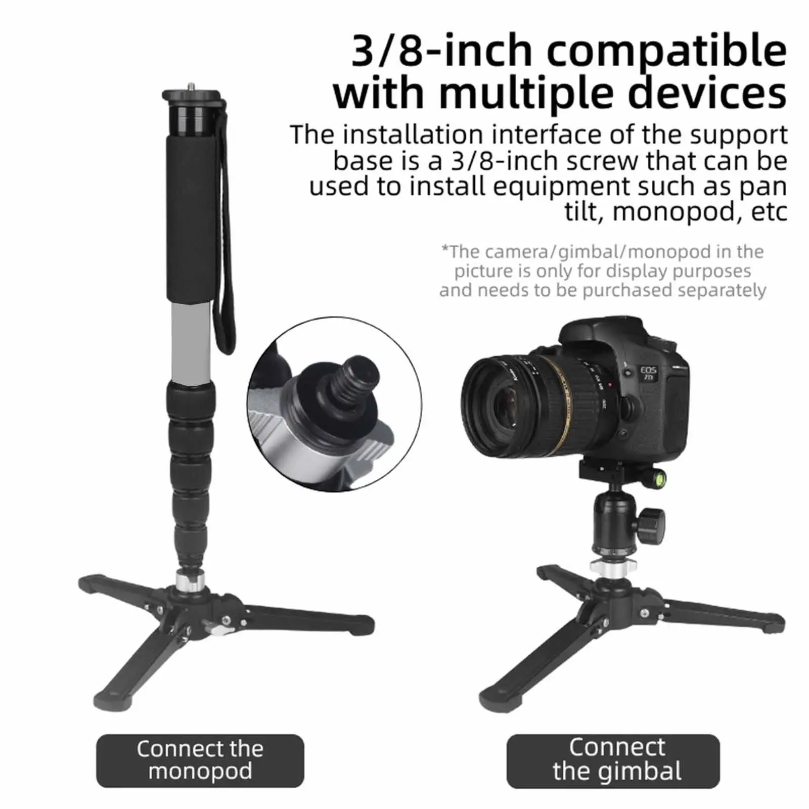 

Monopods Tripod Base Accessories Premium, Universal Foldable AntiSlip, Practical Durability, Monopod Support Base 3/8" Screw