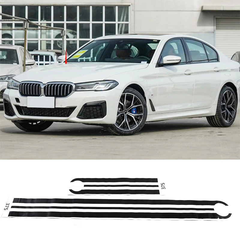 

For BMW 5 Series 2018-2023 PVC Black Car Front Engine Cover Rear Trunk Decorative Strip Sticker Car Exterior Accessories 2Pcs