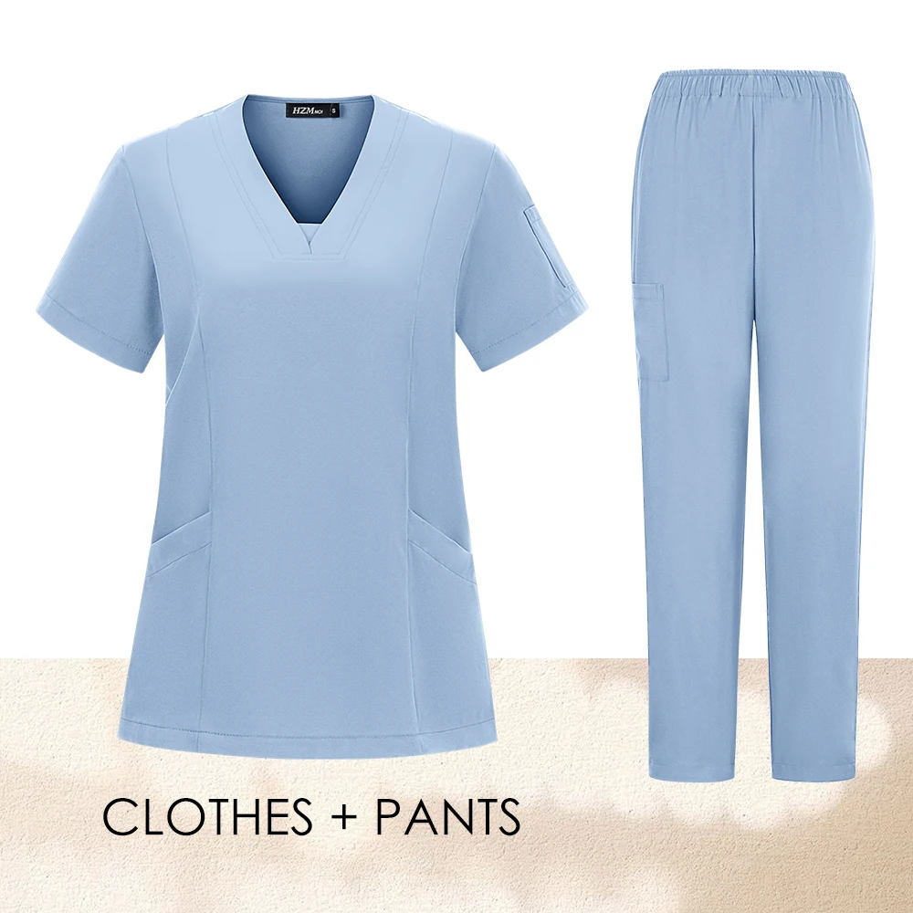 Surgical V-neck shirt, casual long pants, medical care, beauty clothing, nurse uniform set, doctor, dentist clinic work clothes