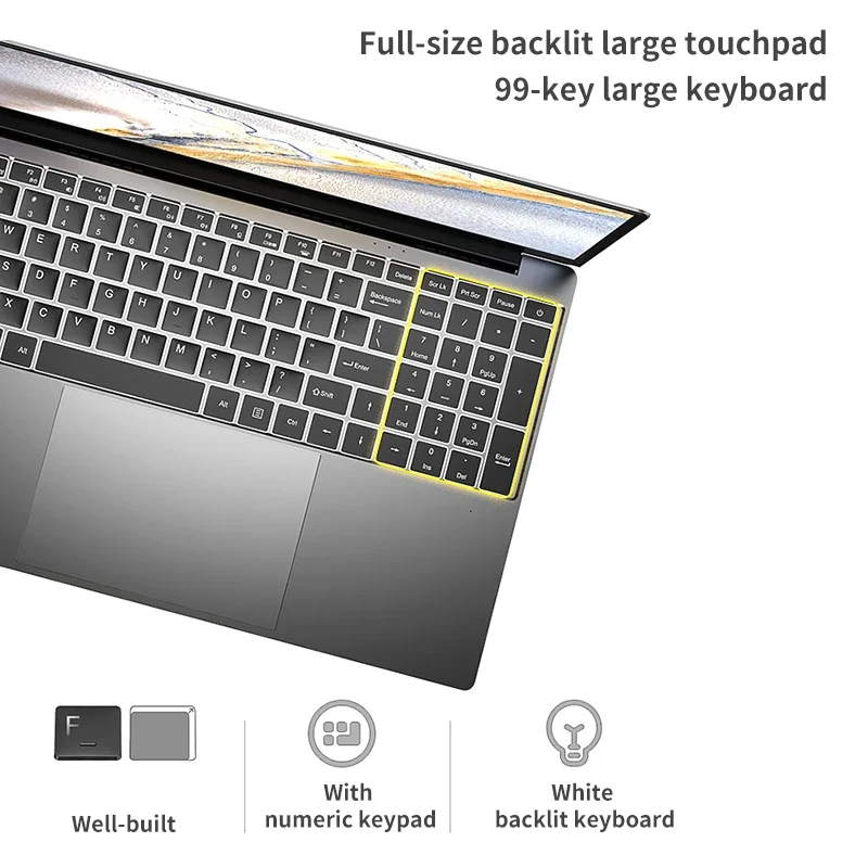 Home Office Laptop 15.6 inch I7 6560U 4 Threads One-Finger Touch Portable Laptop with Backlight