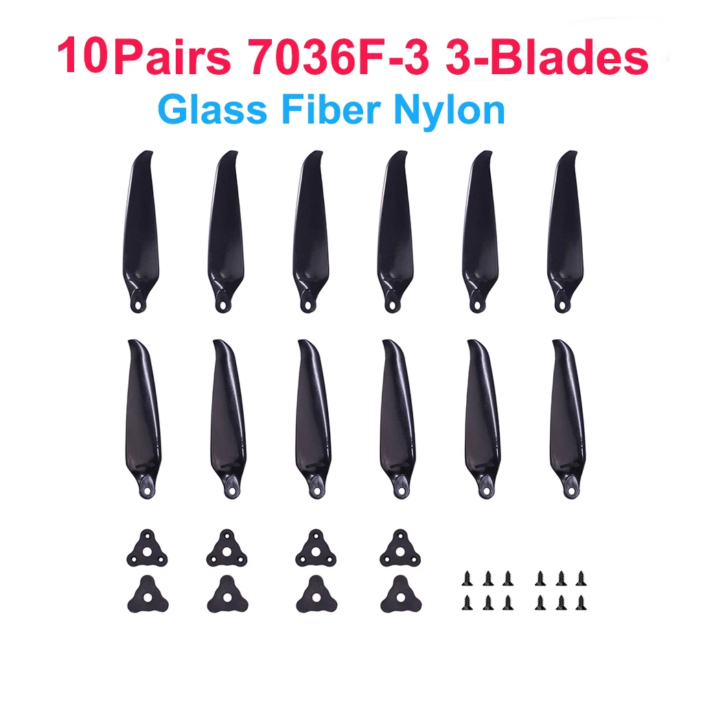 10 Paar (10CW + 10CCW) Gemfan F7036 F1051 10-Zoll-Faltpropeller 2-Blatt/3-Blatt-Glasfaser-Nylon für FPV-Drohnen mit großer Reichweite – Detail 6