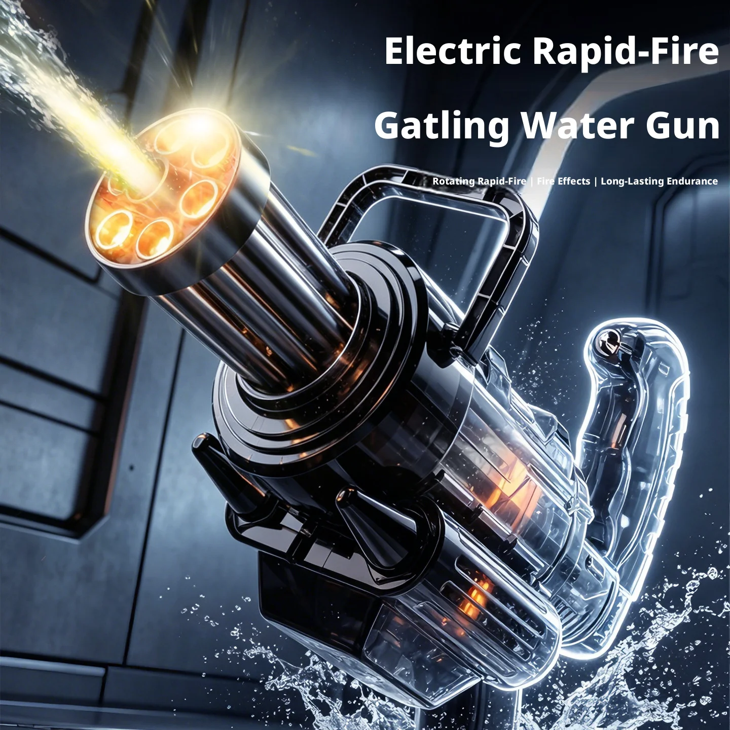 Auto Gatling Water Cannon Rotating High-Pressure Large Capacity Gatling Water Gun Toy Adults Outdoor Summer Fun Play Kid Gifts