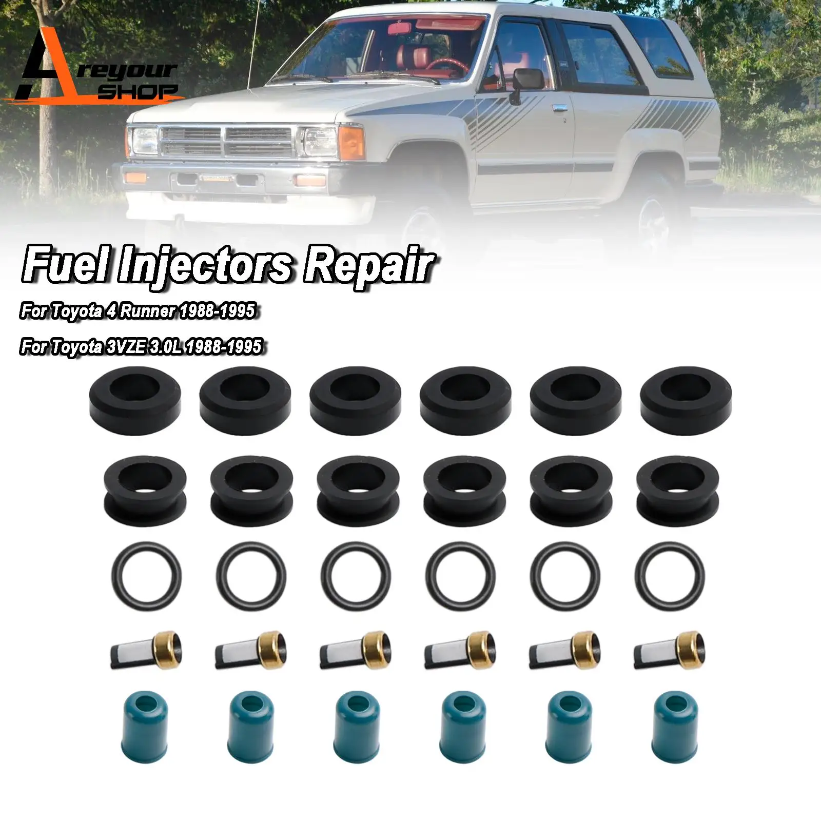 

Fuel Injector Repair Seal Rebuild Kit Fit for Toyota 3VZE 1988-1995 3.0L Truck