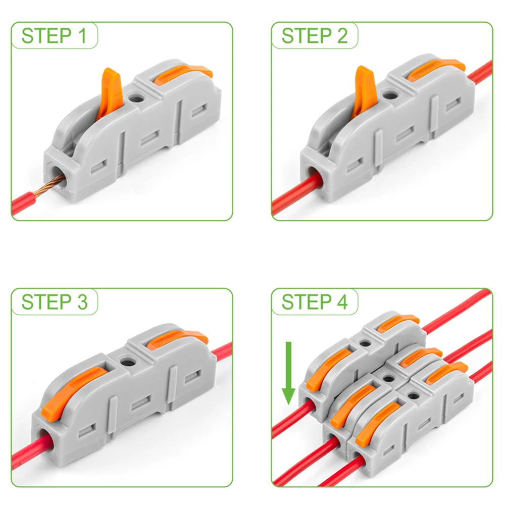 10PCS With Lever Wire Connector For Quick Connection 28-12 AWG 1-to-1 In-line Wire Connector Compact Splice Insulated Terminal