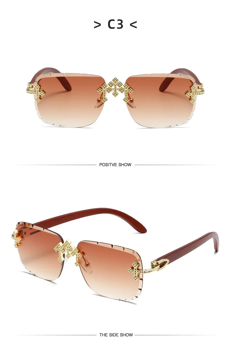 Steampunk Randlose Quadratische Sonnenbrille Männer 2026 Luxus Marke Vintage Schneiden Objektiv Sonnenbrille Für Männliche Trendy Rahmenlose Shades UV400 – Detail 10