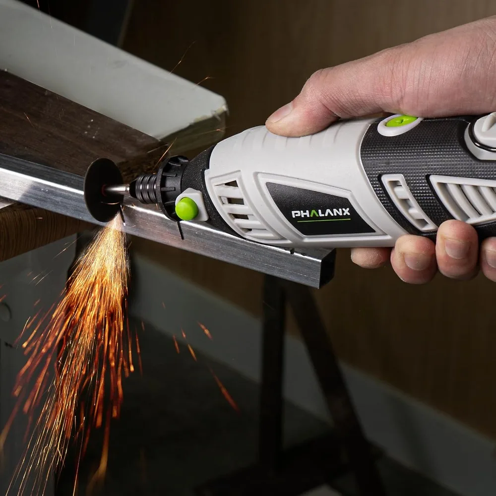 مجموعة أدوات دوارة 180 وات مع عمود مرن متغير 6 سرعات، مجموعة ملحقات 213 قطعة للاستخدام متعدد الأغراض