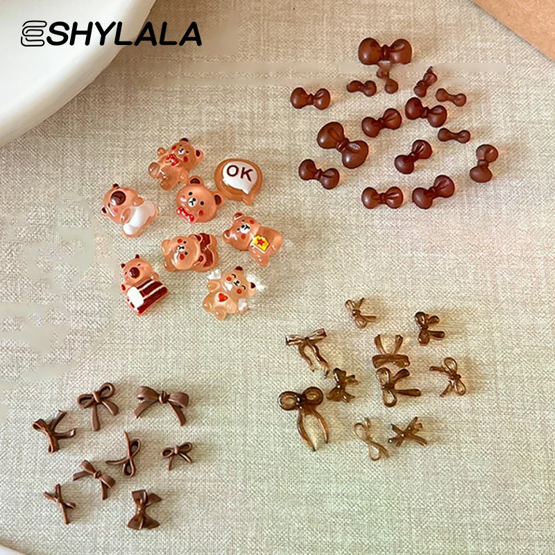 50 قطع لطيف القوس الدب كابيبارا الراتنج مسمار الفن زينة 3D فراشة مسمار سحر المجوهرات الأزياء DIY اكسسوارات مانيكير #1