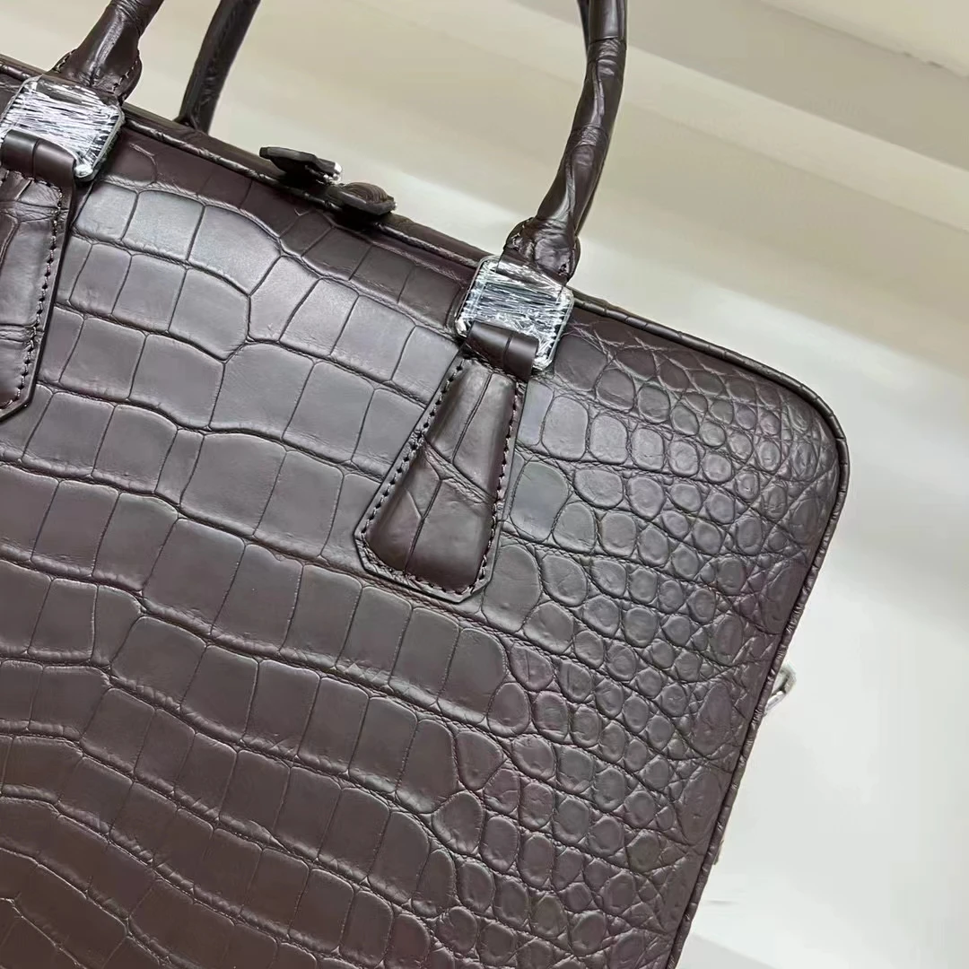 Brown color genuine crocodile skin nilo briefcase men laptop business laptop bag 2024 new production high end quality